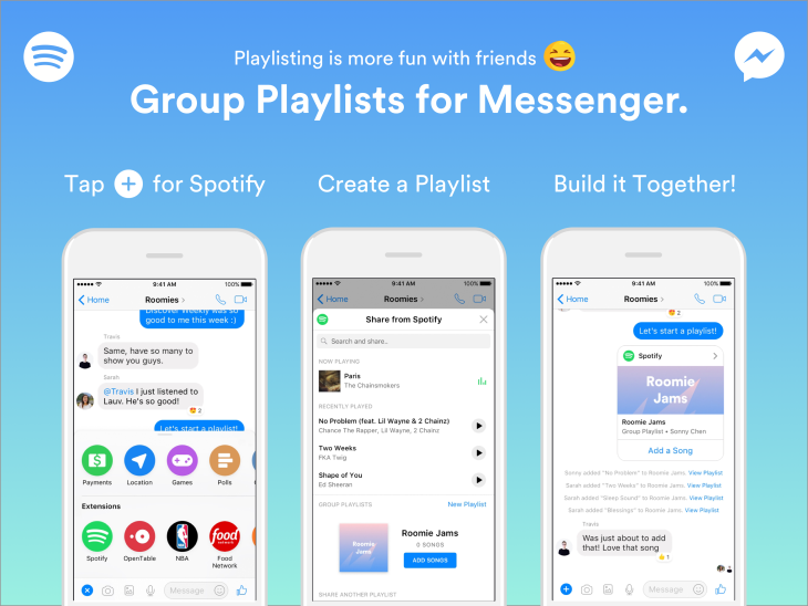 Spotify se alía con Messenger con playlists colaborativas