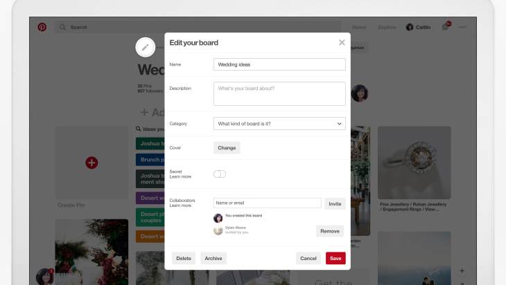 Pinterest presenta nuevas herramientas de organización