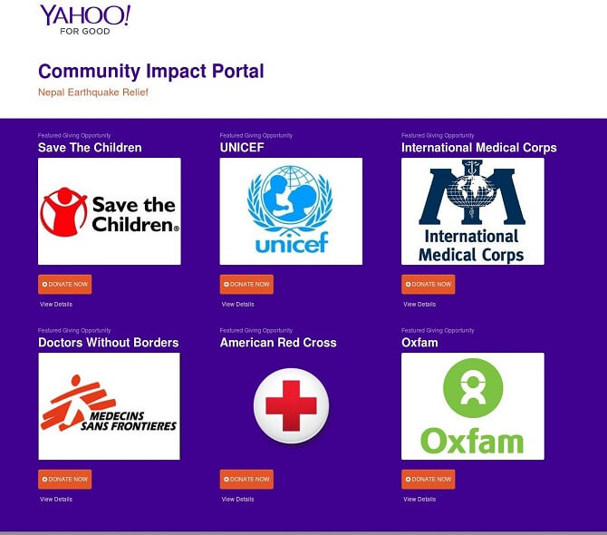 Yahoo también lanza un sistema de ayudas a Nepal