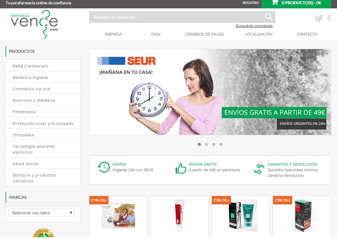 Nuevo E-commerce Responsive On-Line. Farmacia Vence