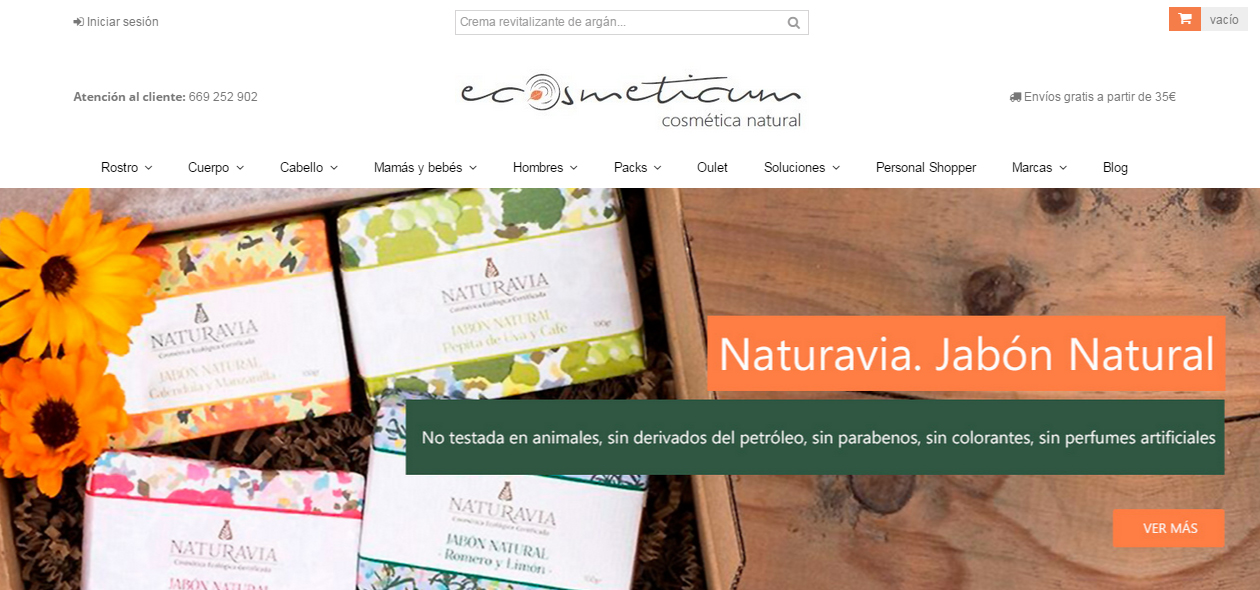 eCosmeticum, un ecommerce puro con diseño innovador