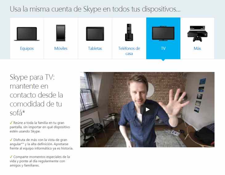 Skype retira el soporte de su app a las SmartTV