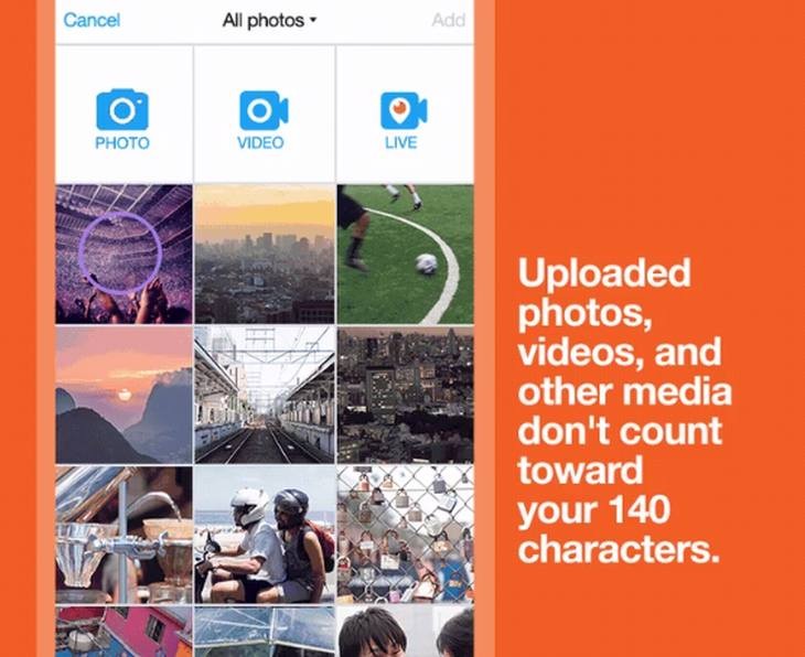 Twitter elimina los caracteres de los elementos multimedia