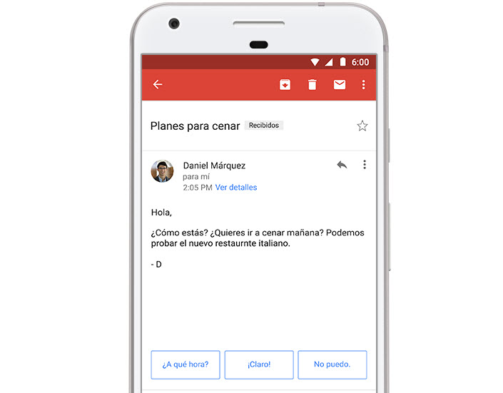 Las respuestas inteligentes de Gmail llegan a España