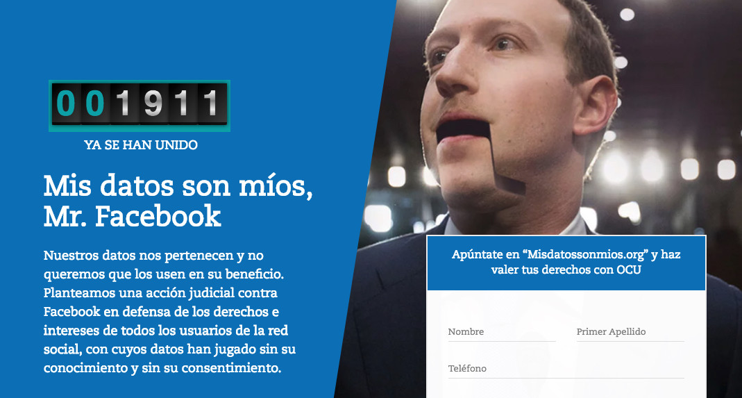 La OCU pide una compensación a Facebook en España